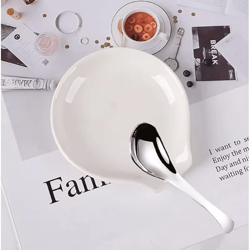 Multipurpose Ceramic Spoon Rest White Spoon Holder For Kitchen And Dining Table 3