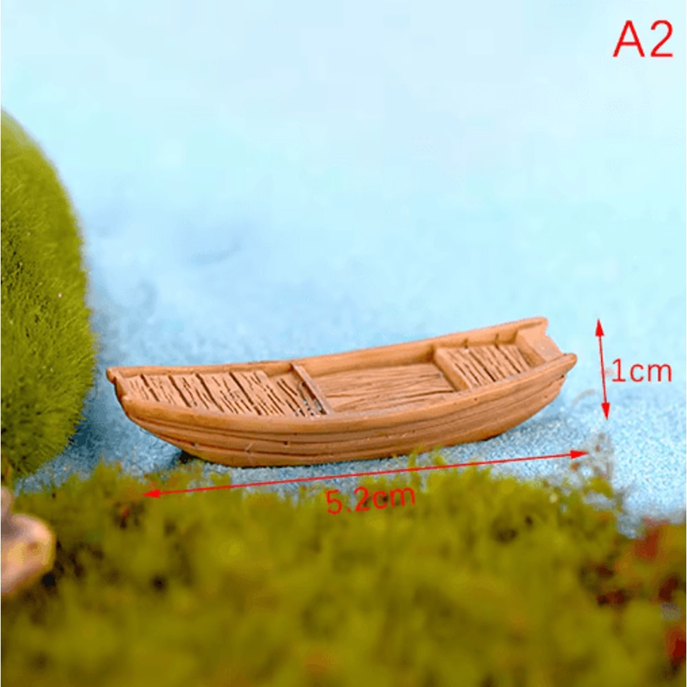 Miniature Resin Boat Figurines Retro Awning Boats For Dollhouse Bonsai And Micro Landscape Decor 1