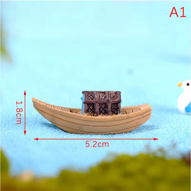 Miniature Resin Boat Figurines Retro Awning Boats For Dollhouse Bonsai And Micro Landscape Decor 2