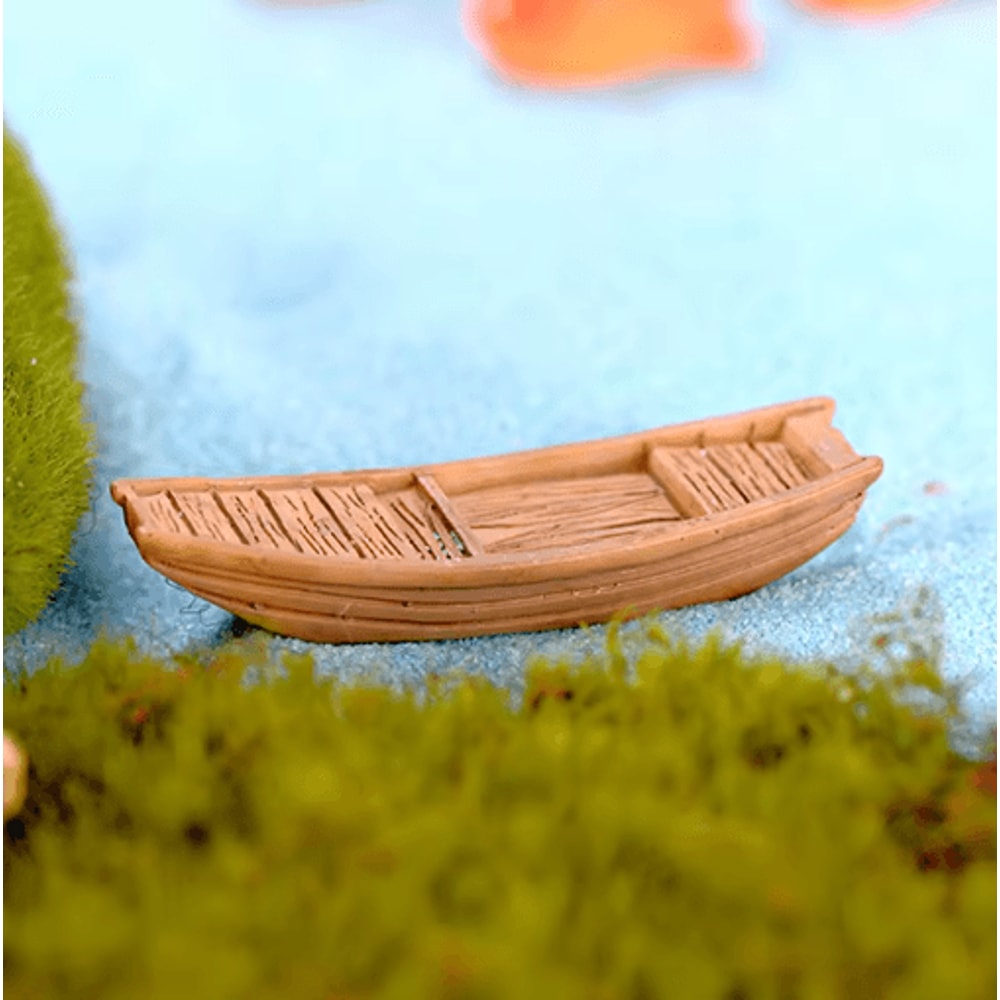 Miniature Resin Boat Figurines Retro Awning Boats For Dollhouse Bonsai And Micro Landscape Decor 7