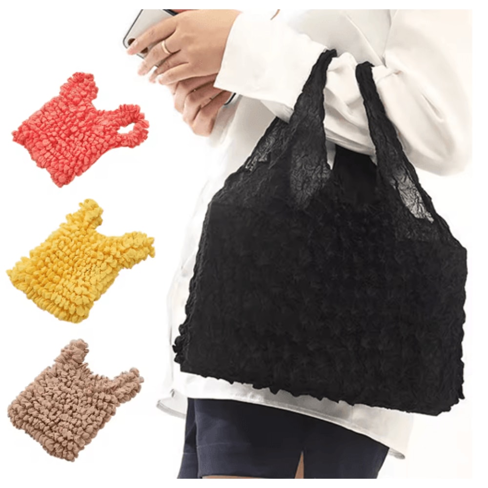 Mini Pocket Pleated Storage Bag Magic Expansion Elastic Shopping Bag For Women 9
