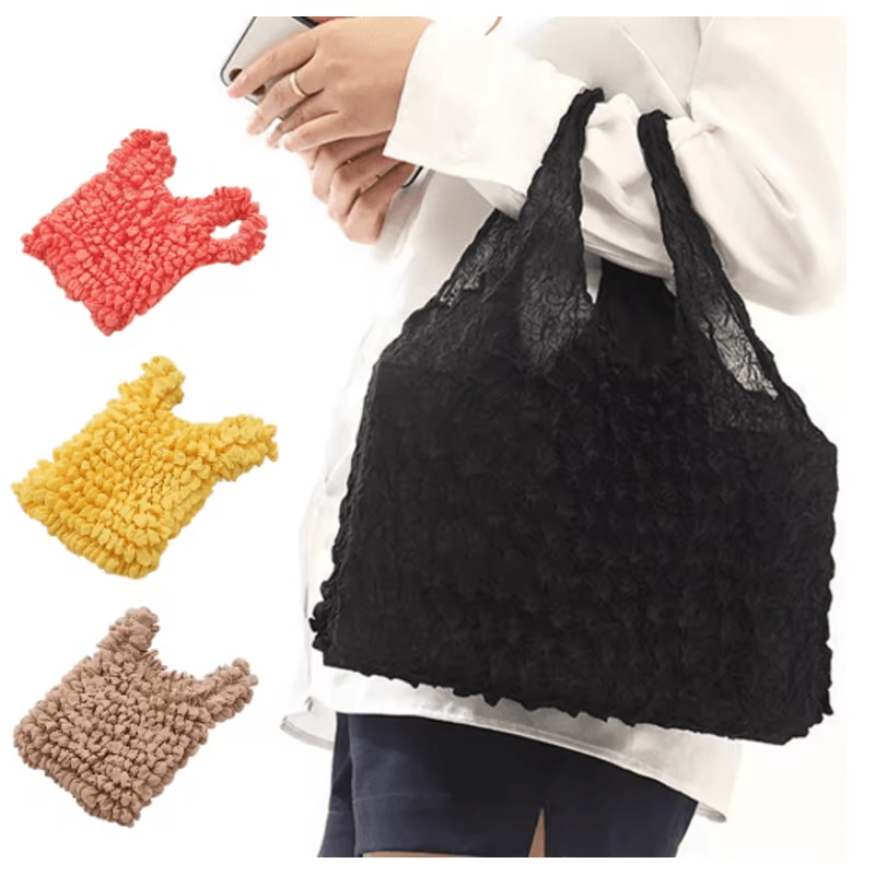 Mini Pocket Pleated Storage Bag Magic Expansion Elastic Shopping Bag For Women 9