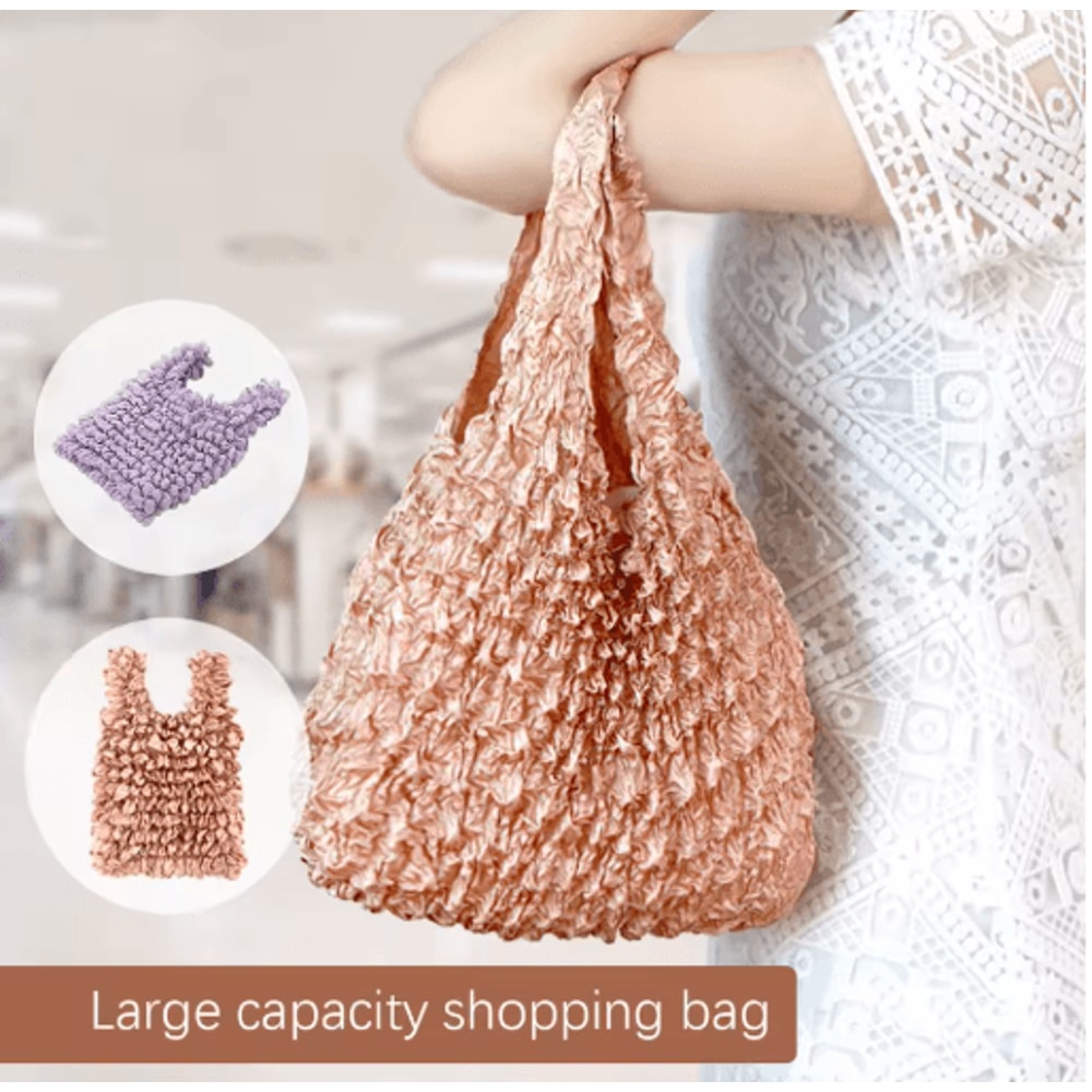 Mini Pocket Pleated Storage Bag Magic Expansion Elastic Shopping Bag For Women 0