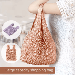 mini pocket pleated storage bag magic expansion elastic shopping bag for women