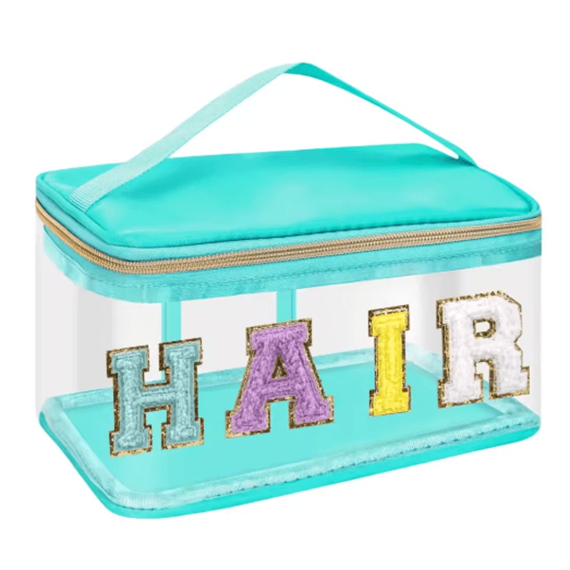 Green Transparent Makeup Bag Large Capacity Cosmetic And Toiletry Organizer With HAIR Letter Design 1