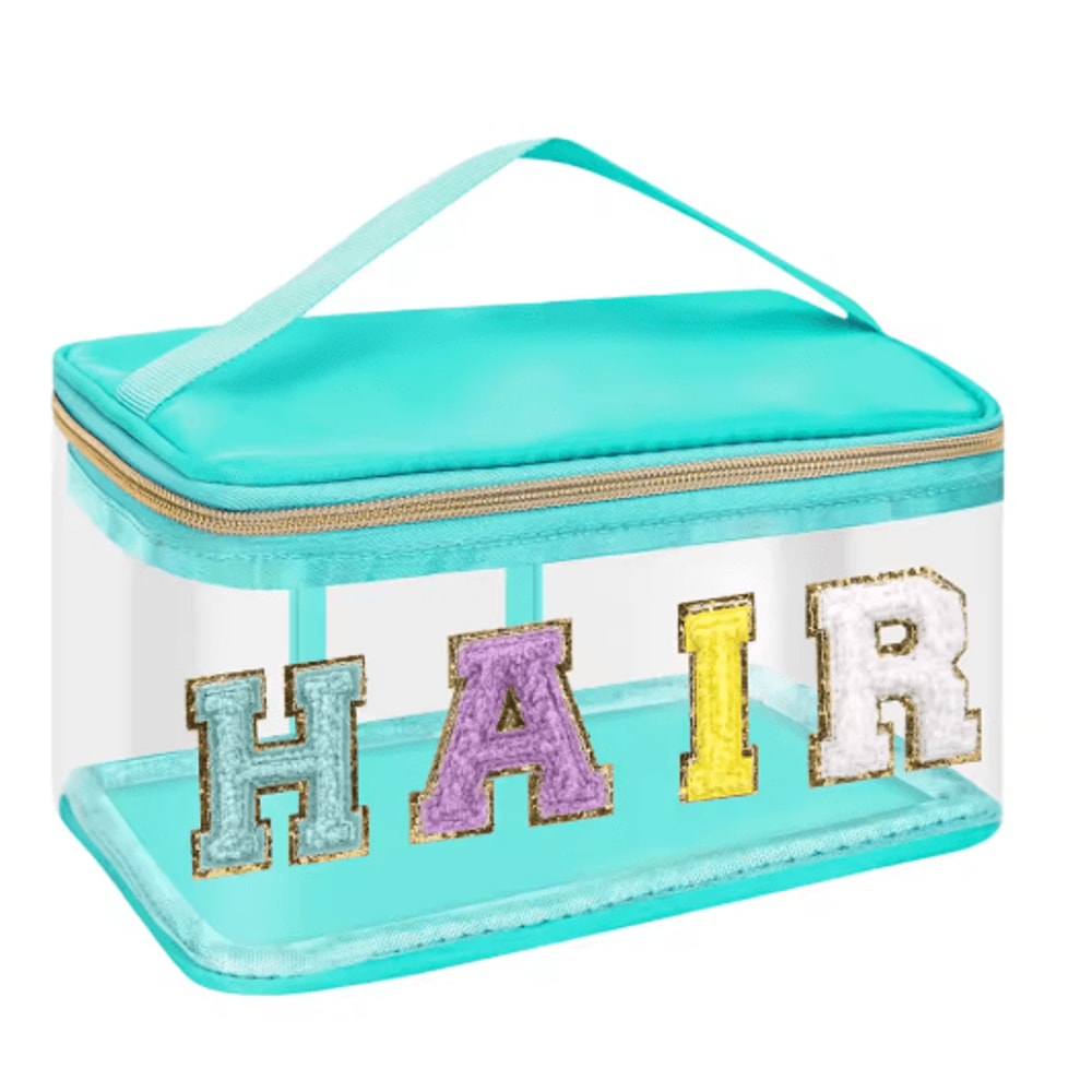 Green Transparent Makeup Bag Large Capacity Cosmetic And Toiletry Organizer With HAIR Letter Design 6