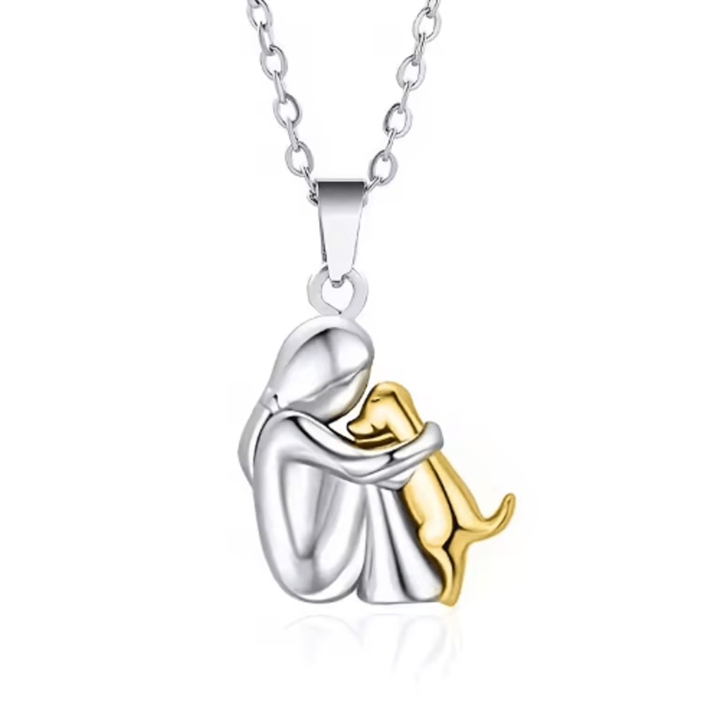 Alloy Hug Pendant Necklace Dog Lover Charm Necklace For Everyday And Elegant Wear 1