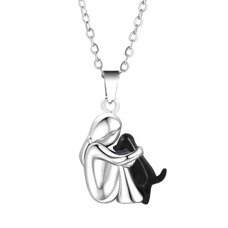 Alloy Hug Pendant Necklace Dog Lover Charm Necklace For Everyday And Elegant Wear 2