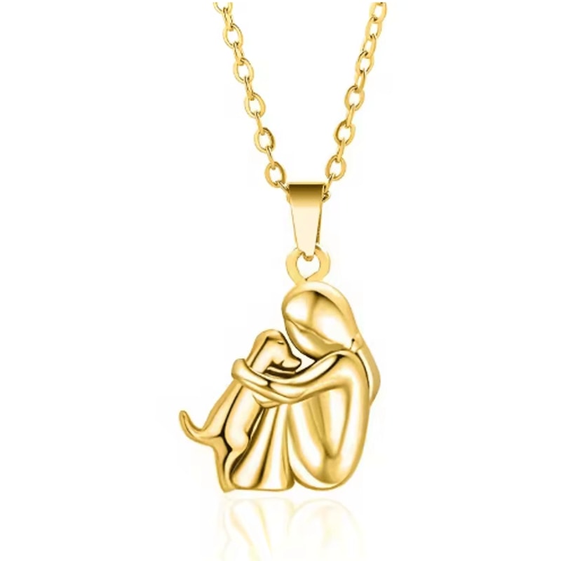 Alloy Hug Pendant Necklace Dog Lover Charm Necklace For Everyday And Elegant Wear 3