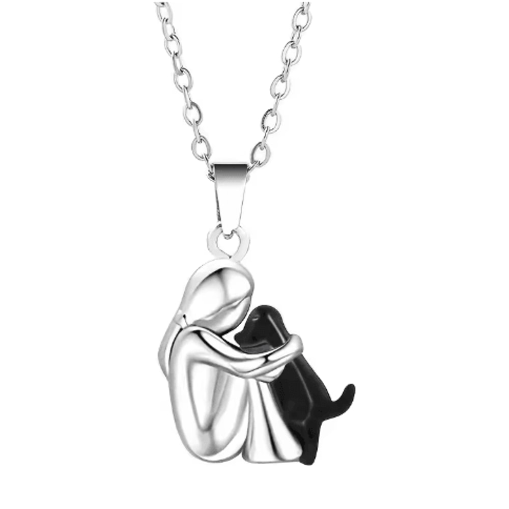 Alloy Hug Pendant Necklace Dog Lover Charm Necklace For Everyday And Elegant Wear 5