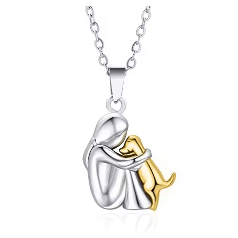 Alloy Hug Pendant Necklace Dog Lover Charm Necklace For Everyday And Elegant Wear 6