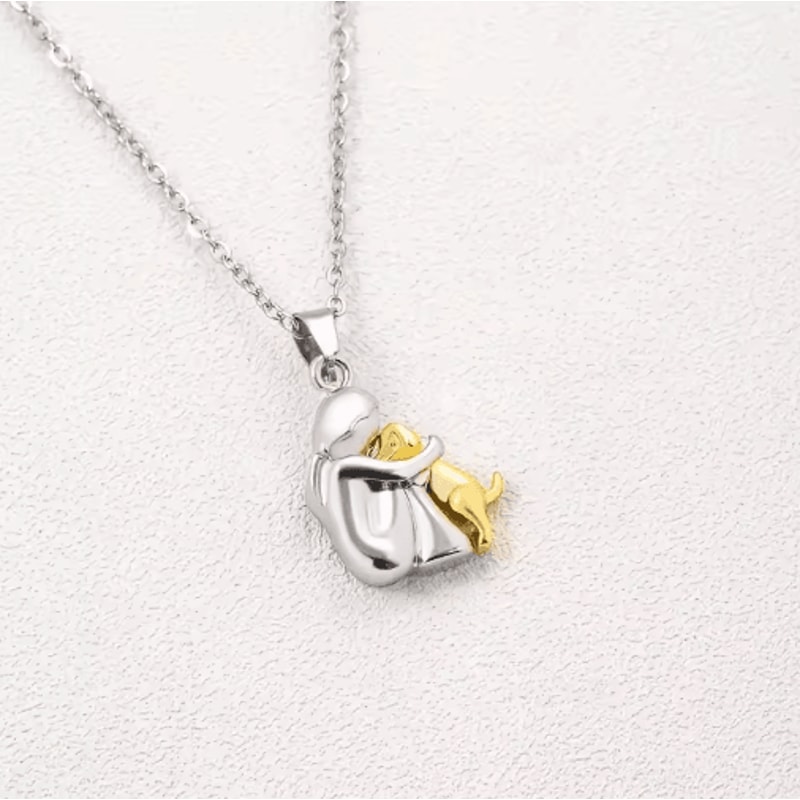 Alloy Hug Pendant Necklace Dog Lover Charm Necklace For Everyday And Elegant Wear 7