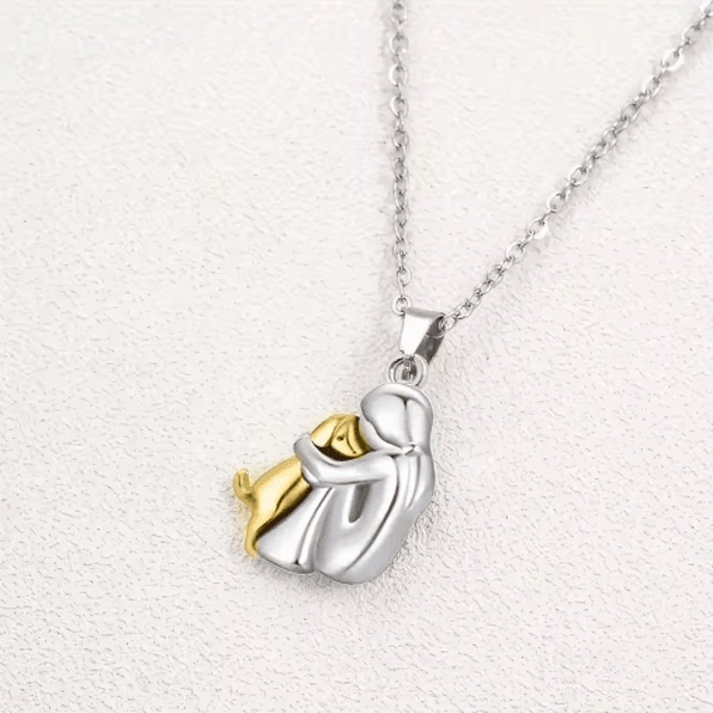 Alloy Hug Pendant Necklace Dog Lover Charm Necklace For Everyday And Elegant Wear 8