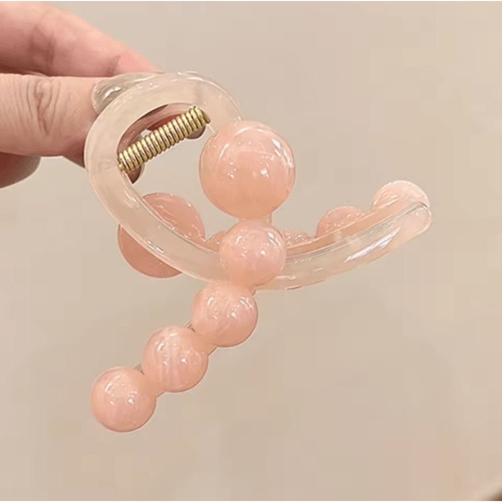 Womens Hair Claw Clip With Round Beads Korean Style High Ponytail Clamp Barrette 1