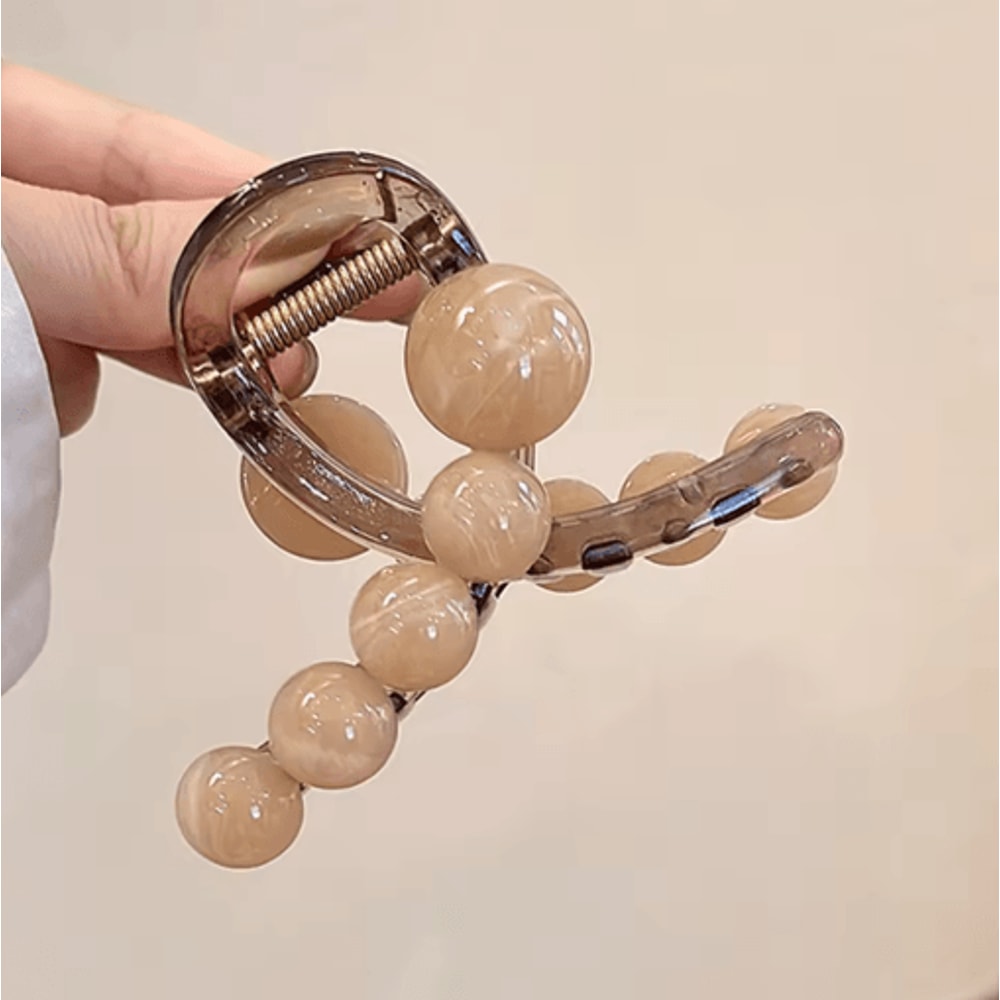 Womens Hair Claw Clip With Round Beads Korean Style High Ponytail Clamp Barrette 6