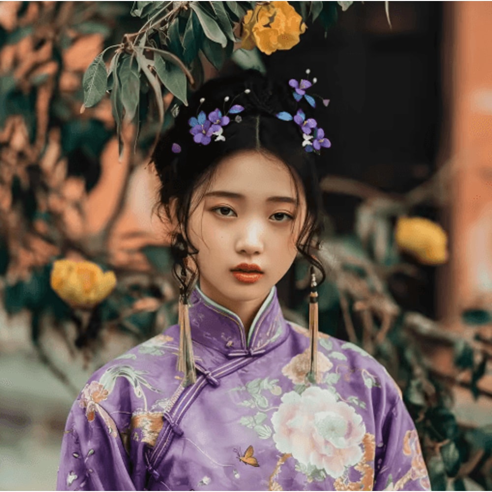 Purple Faux Velvet Hairpin Ancient Style Handmade Filigree Hair Accessory For Hanfu And Cosplay 1 T 6