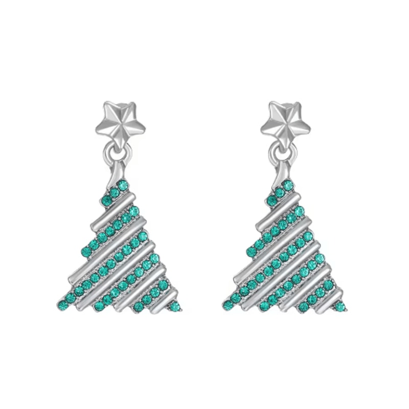 Christmas Tree Dangle Earrings Shiny Rhinestone Star Drop Earrings For Women And Girls 3