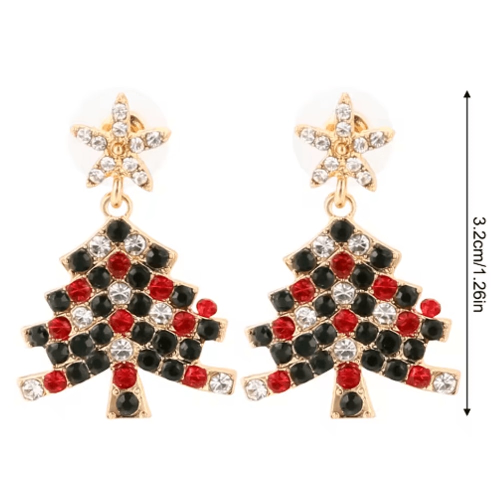 Christmas Tree Dangle Earrings Shiny Rhinestone Star Drop Earrings For Women And Girls 4