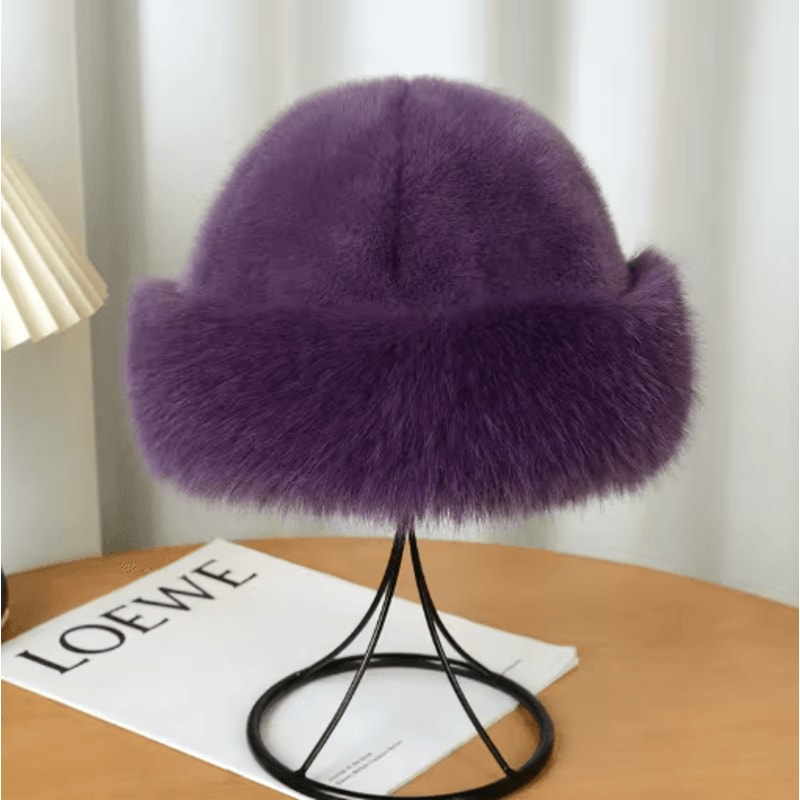 Womens Winter Fleece Bucket Hat With Ear Protectors Windproof Warm Casual Outdoor Hat 15