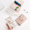 Womens PU Leather Wallet Flower Printed Short Slim Coin Purse With Card Holder 13