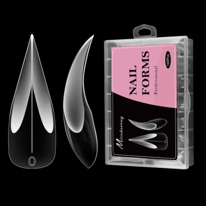 140PCS Reusable Nail Extension Tips Clear Dragon Claw Long Stiletto Press On Nails 6