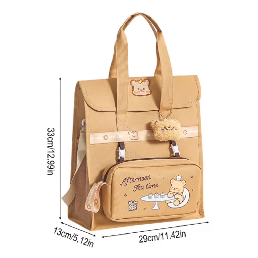 Cute Bear Backpack Large Capacity Student Bag With Detachable Strap For Kids And Teens 3