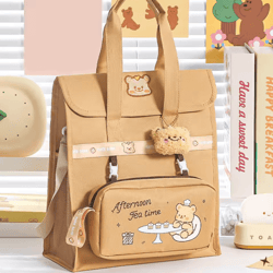 cute bear backpack large capacity student bag with detachable strap for kids and teens