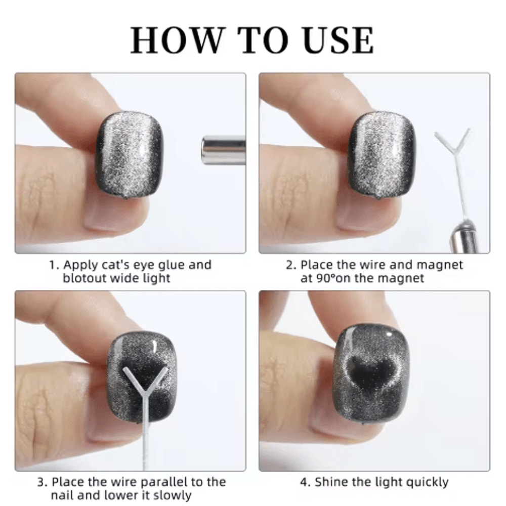 DIY Nail Art Magnet Set Strong Cats Eye Magnetic Rod With Heart Shaped Design 13