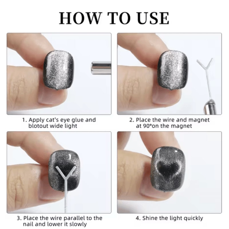 DIY Nail Art Magnet Set Strong Cats Eye Magnetic Rod With Heart Shaped Design 13