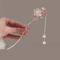 Simple Flower Hair Pin Pearl Chain Tassel Hair Stick Fork In New Chinese Style 6