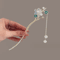 Simple Flower Hair Pin Pearl Chain Tassel Hair Stick Fork In New Chinese Style 7