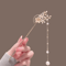 Simple Flower Hair Pin Pearl Chain Tassel Hair Stick Fork In New Chinese Style 8