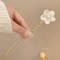 Simple Flower Hair Pin Pearl Chain Tassel Hair Stick Fork In New Chinese Style 0