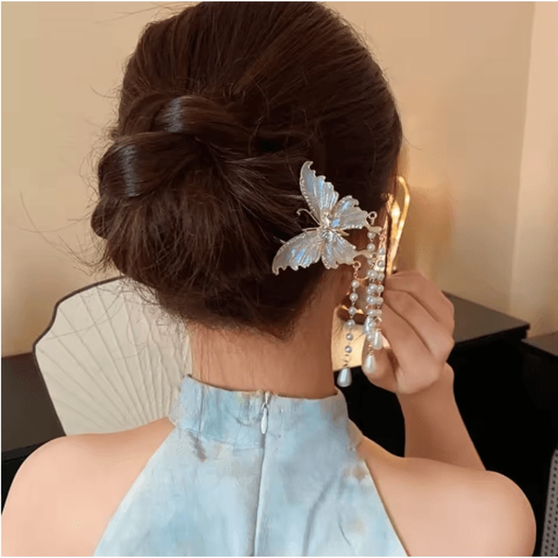 Butterfly Hair Sticks U Shaped Hairpins Fairy Hair Accessories Hair Jewelry For Women 5