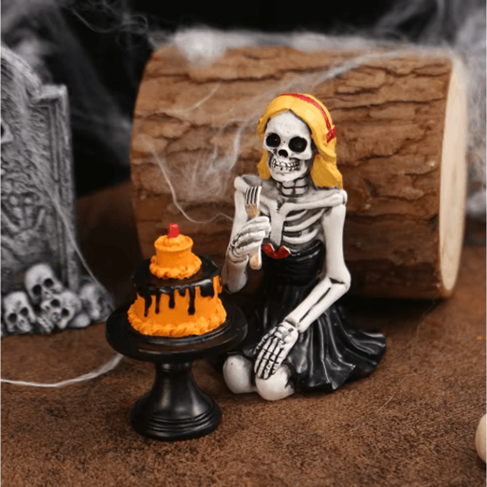 Skull Girl Skeleton Statue Gothic Halloween Figurine For Home Decor And Party Display 5