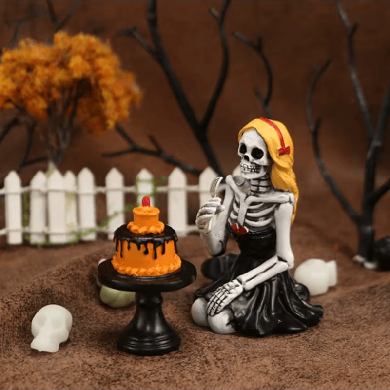 Skull Girl Skeleton Statue Gothic Halloween Figurine For Home Decor And Party Display 6