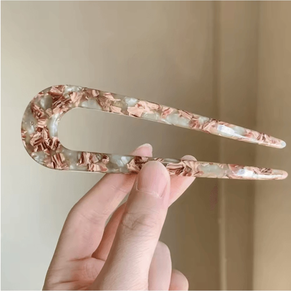 U Shaped Hair Fork French Style Acrylic Geometric Hairpin For Women And Girls 7