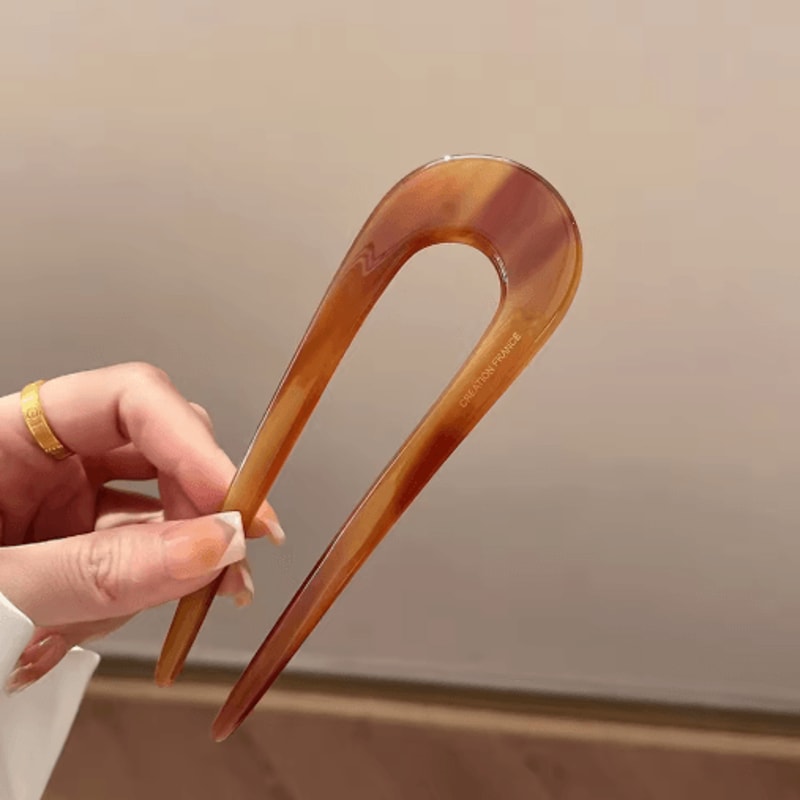 U Shaped Hair Fork French Style Acrylic Geometric Hairpin For Women And Girls 0