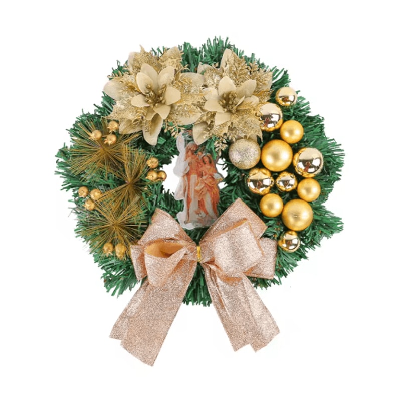 Christmas LED Wreath With Red Bow Lighted Holiday Garland For Indoor And Outdoor Decor 1