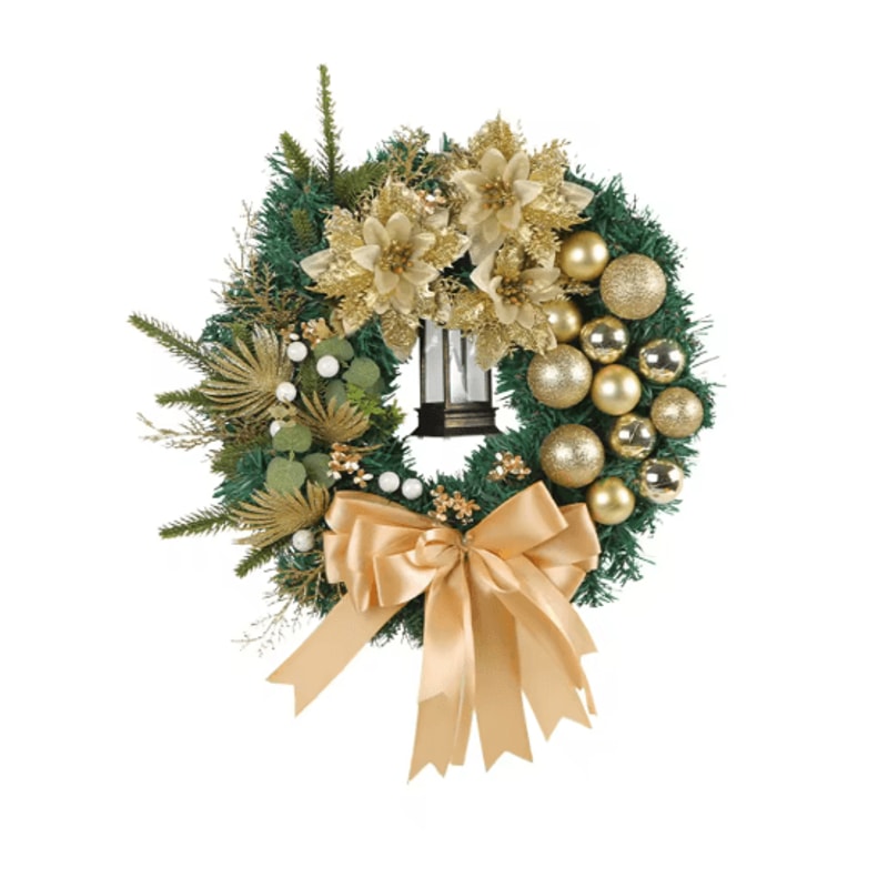 Christmas LED Wreath With Red Bow Lighted Holiday Garland For Indoor And Outdoor Decor 3