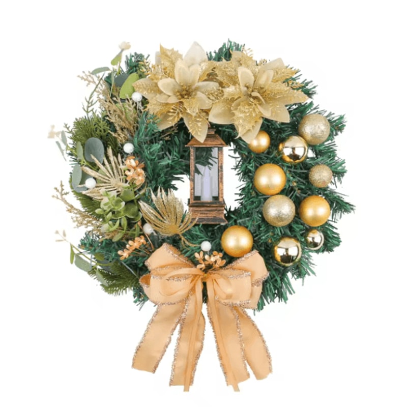 Christmas LED Wreath With Red Bow Lighted Holiday Garland For Indoor And Outdoor Decor 7