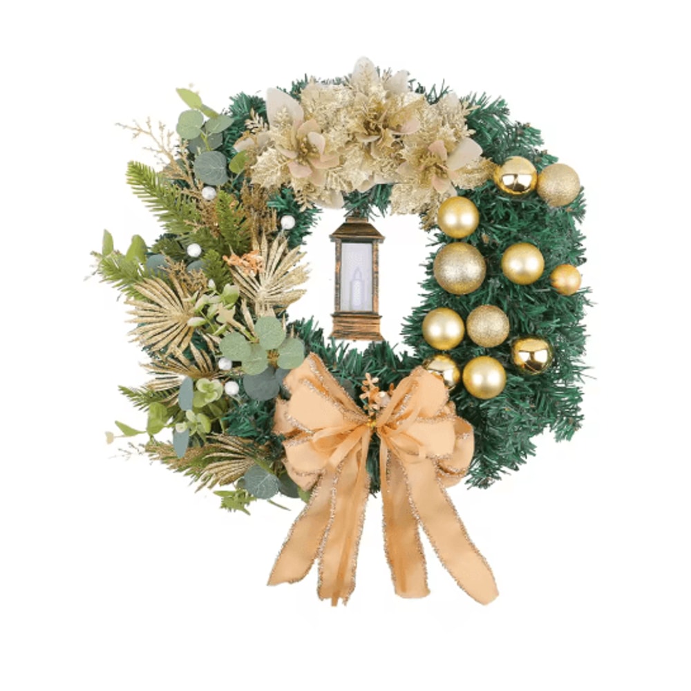 Christmas LED Wreath With Red Bow Lighted Holiday Garland For Indoor And Outdoor Decor 8