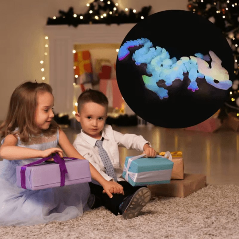 3D Printed Crystal Dragon Figurine Articulated Movable Dragon With Gemstone Accents For Kids 1