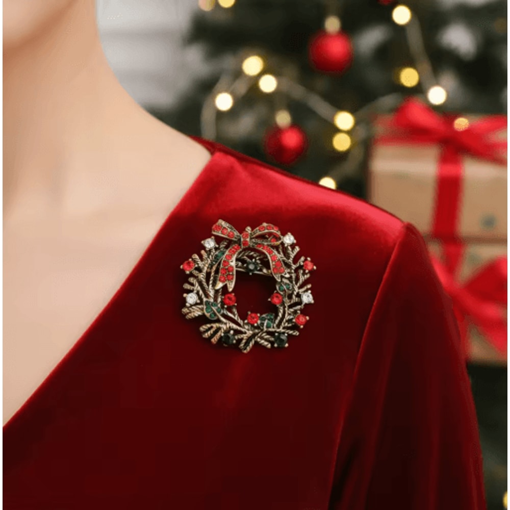 Vintage Alloy Santa Claus Brooch Christmas Tree Metal Pin Badge For Clothing Hats And Bags 4 Styles 7