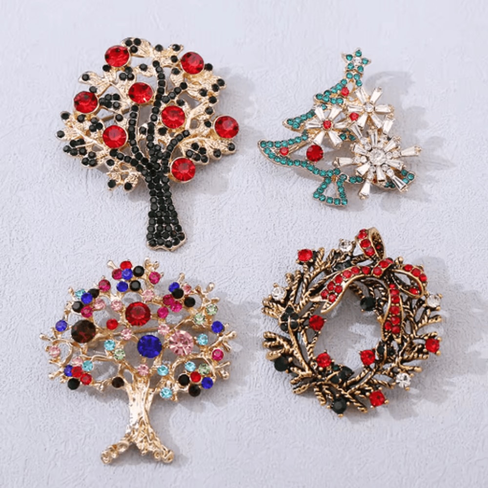 Vintage Alloy Santa Claus Brooch Christmas Tree Metal Pin Badge For Clothing Hats And Bags 4 Styles 8