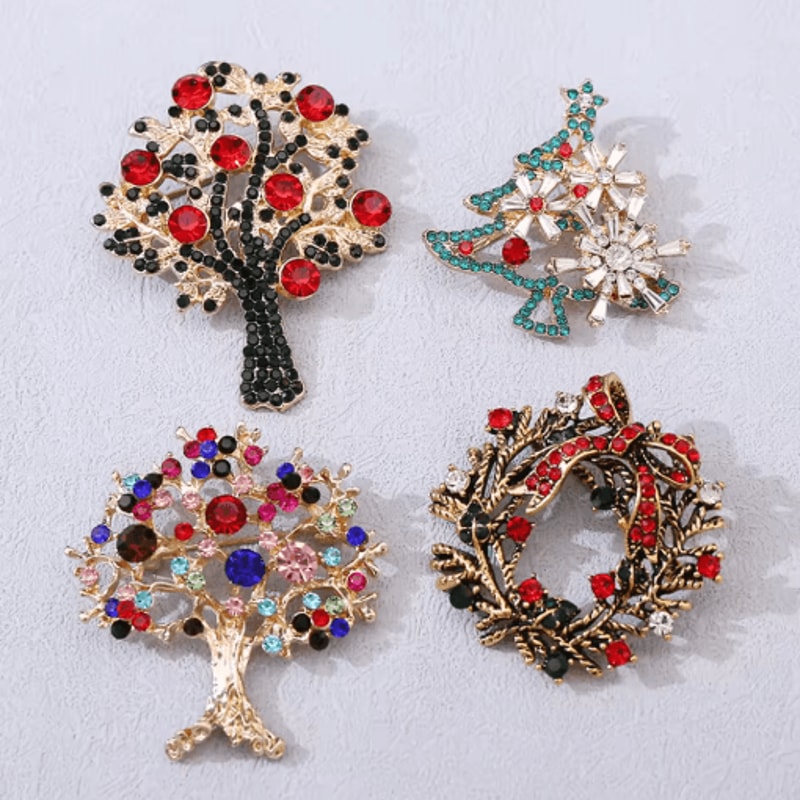 Vintage Alloy Santa Claus Brooch Christmas Tree Metal Pin Badge For Clothing Hats And Bags 4 Styles 8