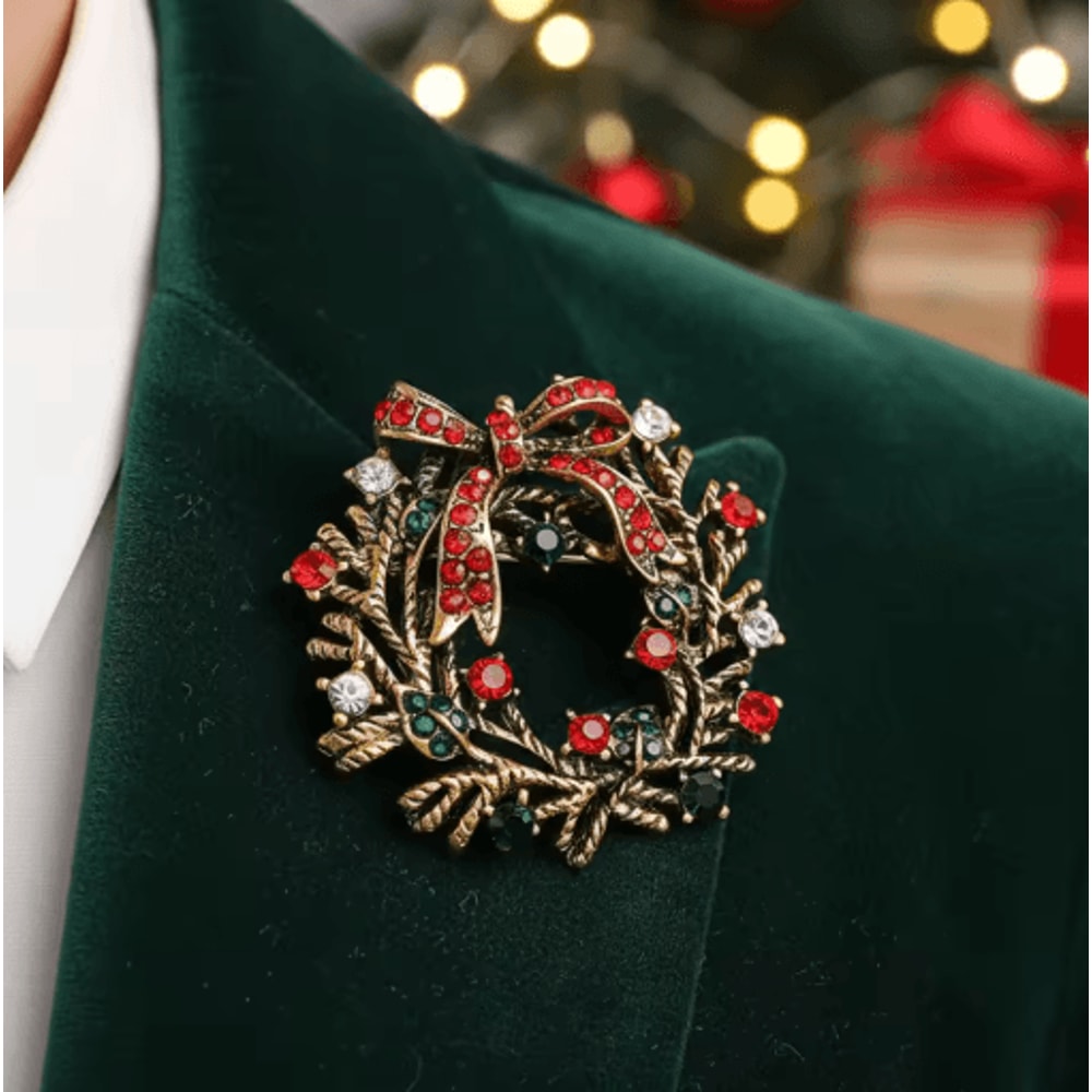 Vintage Alloy Santa Claus Brooch Christmas Tree Metal Pin Badge For Clothing Hats And Bags 4 Styles 9