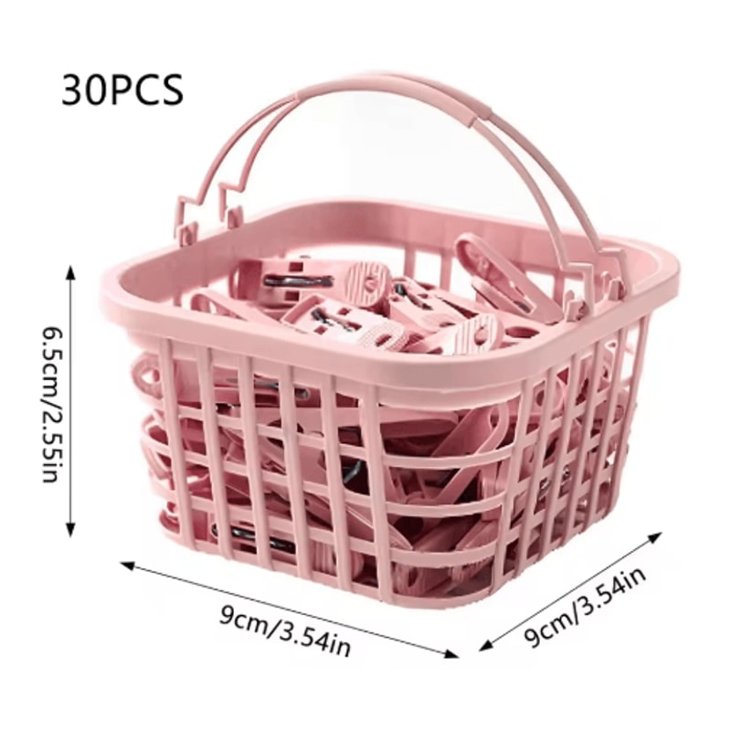 30PCS Plastic Clothes Pins With Basket Laundry Clothespin Clips For Socks Towels And Storage 3