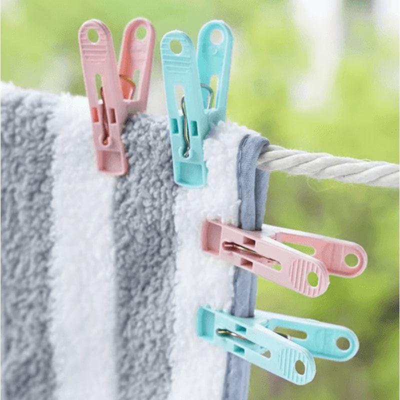 30PCS Plastic Clothes Pins With Basket Laundry Clothespin Clips For Socks Towels And Storage 6