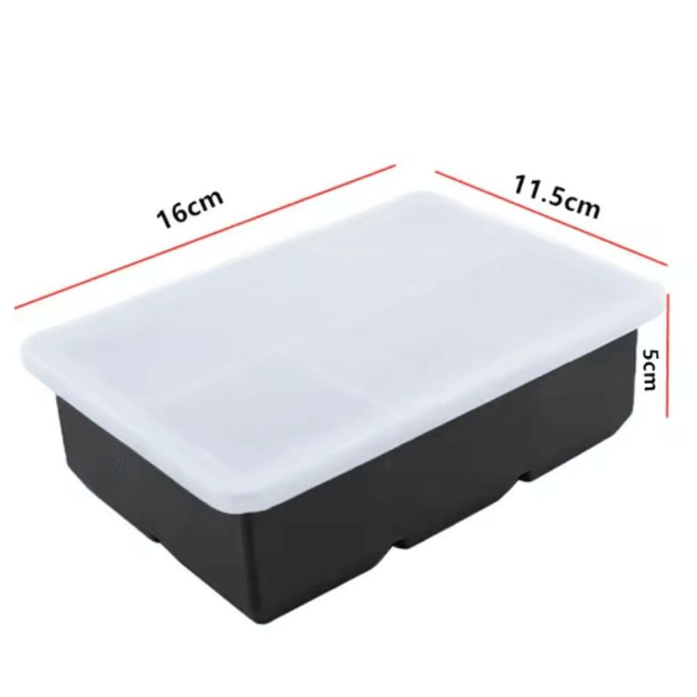 6 Grid Large Silicone Ice Cube Tray Food Grade Square Ice Mold For Whiskey And Bar Drinks 5
